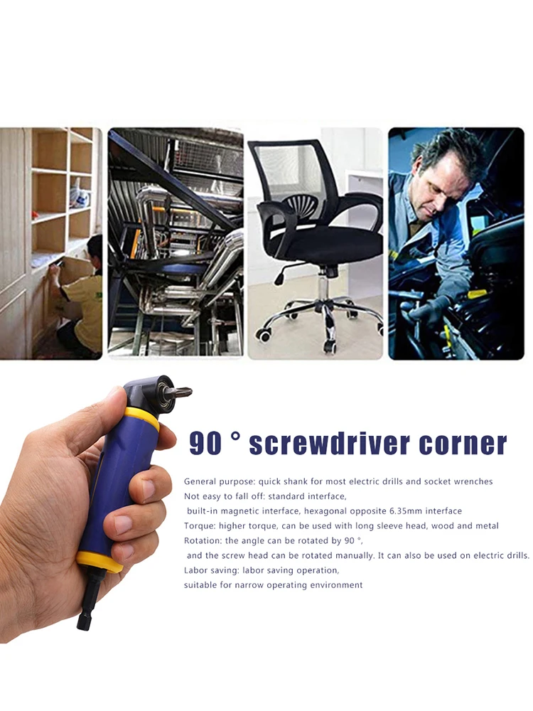 1/4 Inch 90° Degree Right Angle Attachment Drill Driver Screwdriver Extension Holder Adapter Screwdriver Socket Adapter