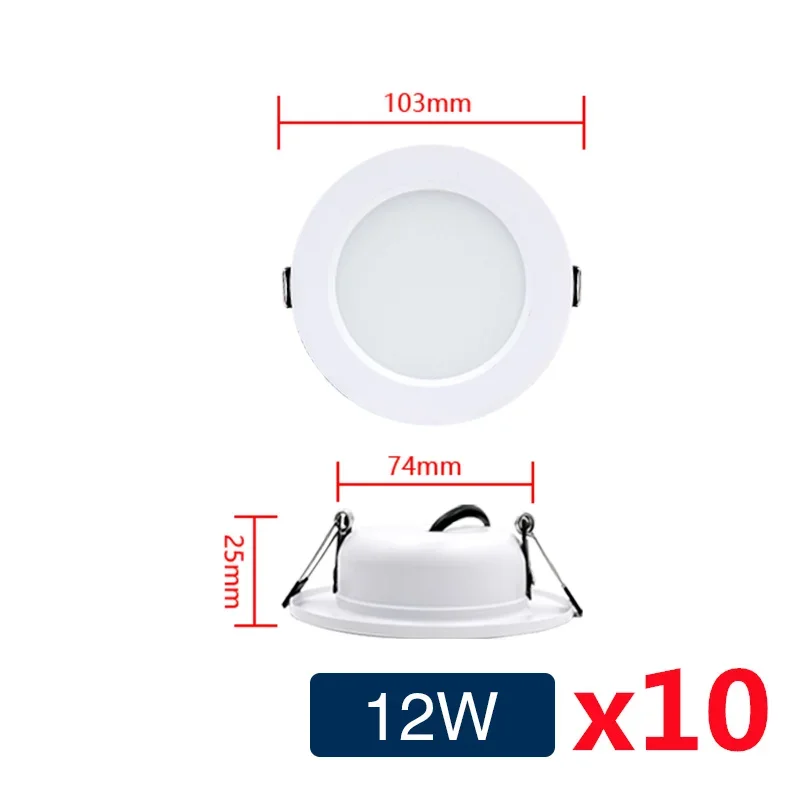 GRZBI 10 teile/los LED Downlight 5W 9W 12W 15W 18W Einbau Runde Led-deckenleuchte AC110V 220V DC12V 24V Innen Beleuchtung Warm/Kalt Weiß 4