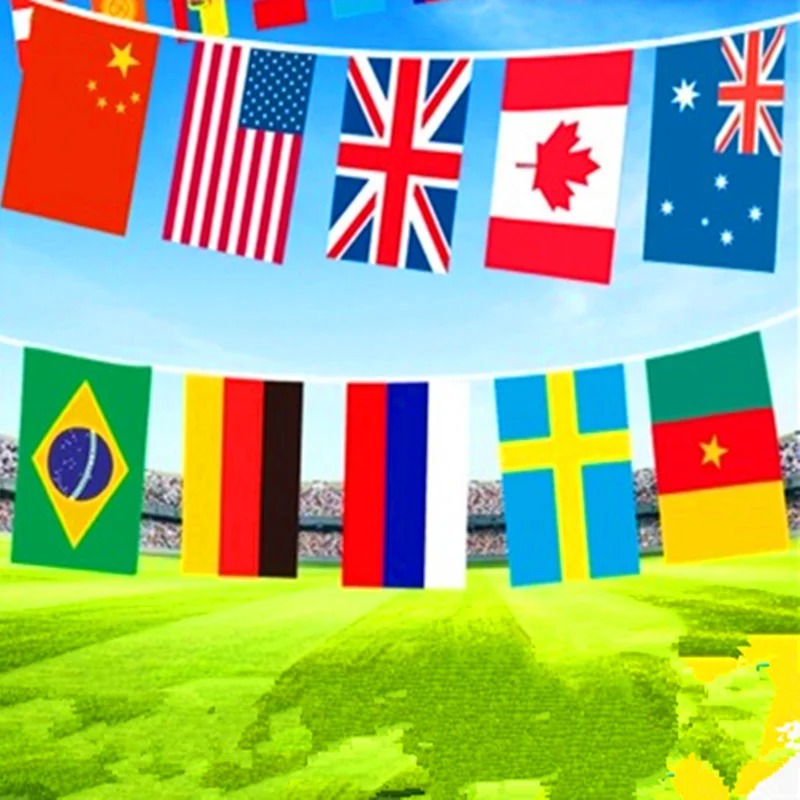 50/100/200  different countries World Flags 14x21cm Foreign Hanging National Flag Banner International Rainbow Flag For Party 