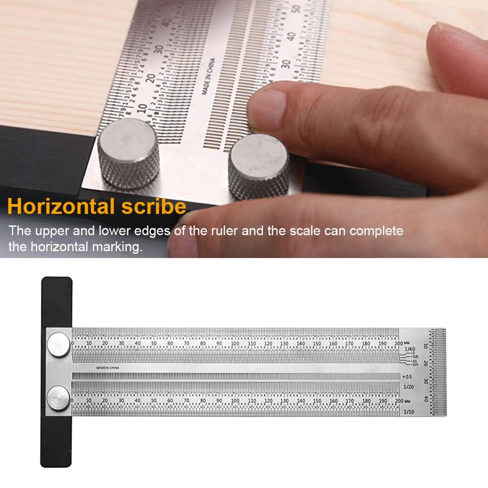 T Type Hole Scale Ruler Woodworking Scribing Mark Line Gauge Carpenter 400mm