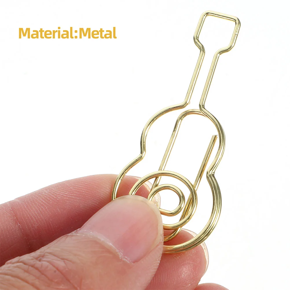 30 Pcs Guitar Shaped Paper Clips Metal Office Supplies Creative Design Music Theme Novelty Stationery Gifts