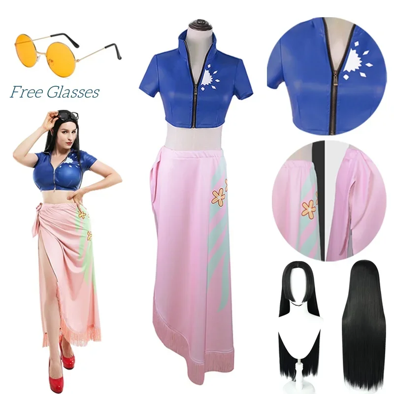 Nico Robin Cosplay Costume Top and Wrap Skirfor Women One Piece Anime Nico Robin Outfit Dress