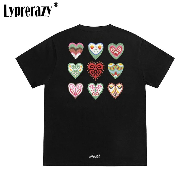 

Lyprerazy Originality Embroidery Short-sleeved T-shirt Summer Cotton Hip Hop Men Tops Tees