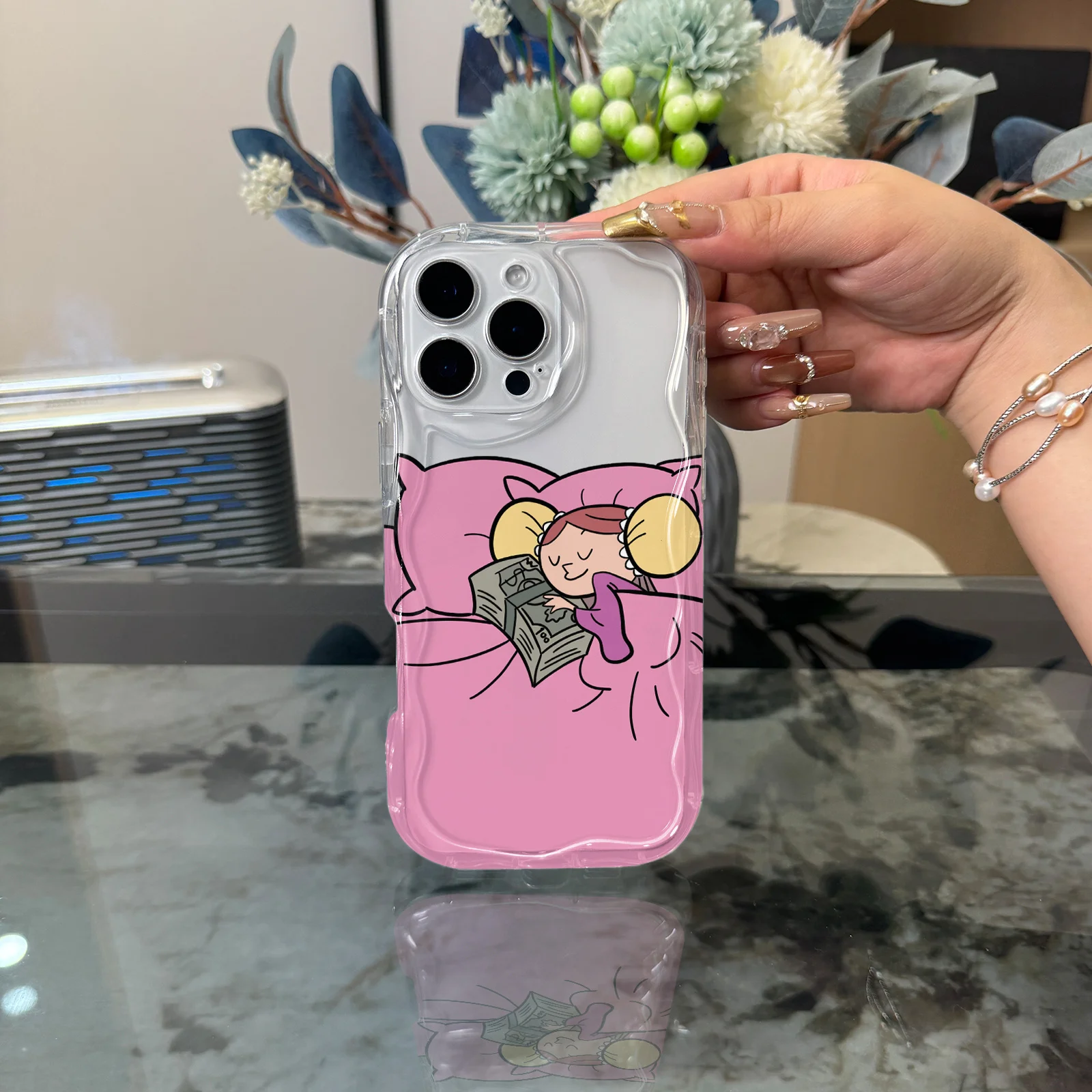 Подходит для iPhone 17 16, 15, 14, 13, 12, 11 Pro Max Plus, модный прозрачный чехол для телефона с милым рисунком