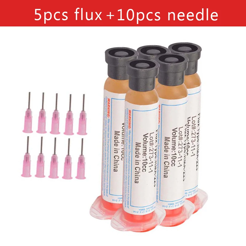 Flux Solder Paste Grease 10cc With 10pcs Pin Rma223 Rma-223 For Chip Led Bga Smd Pga Pcb Diy Maintenance Tool