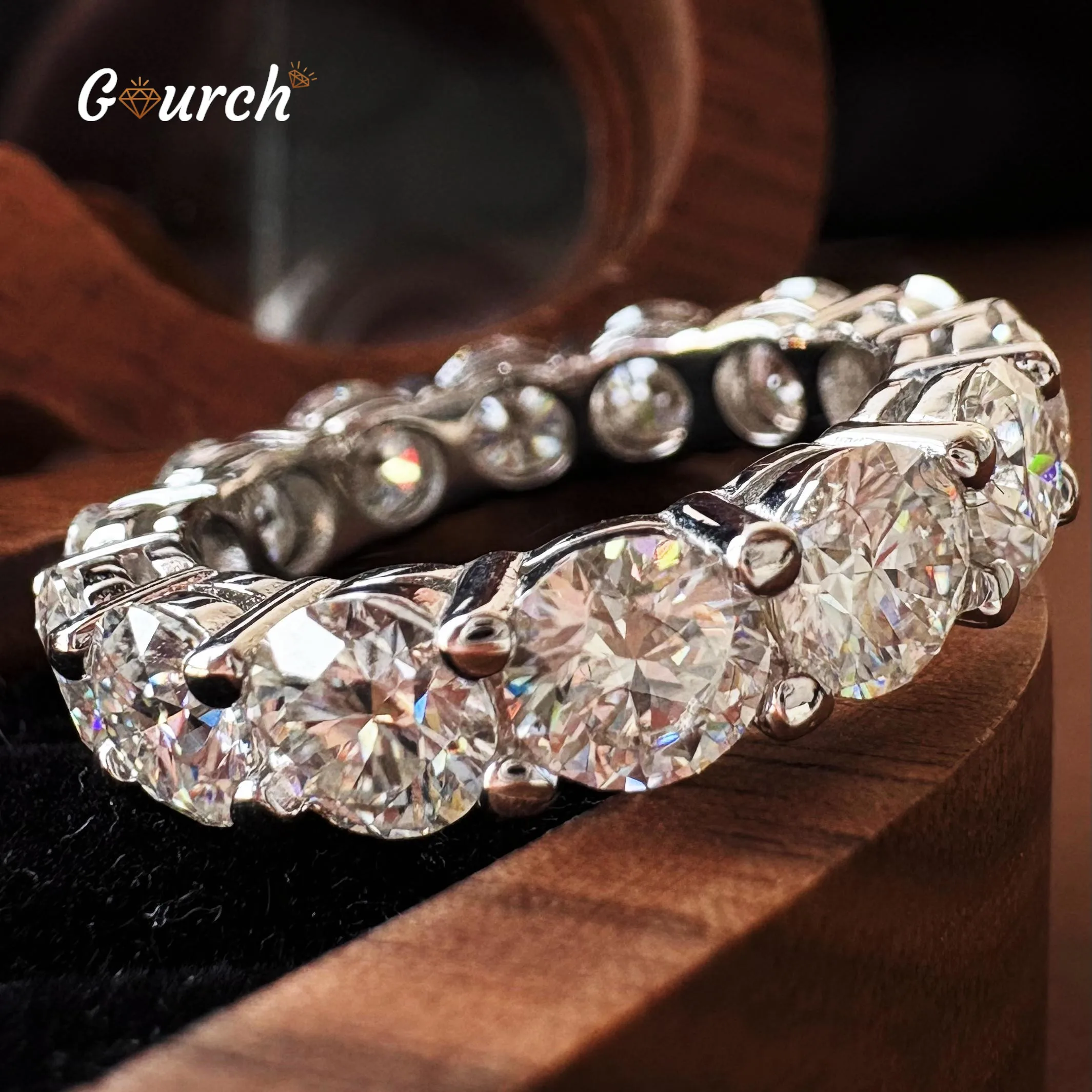 

Кольцо Gourch из стерлингового серебра 925 пробы 0,1/0,5 карата с муассанитом, цвет D, VVS1, элегантное ювелирное изделие на годовщину, подарок для женщин