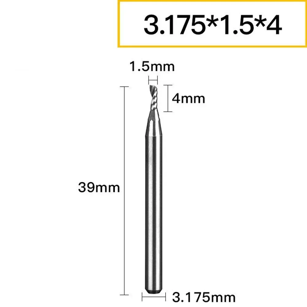 CNC Milling Cutter End Mill Accessories Replacement Single Edge Tungsten Steel Uncoated 3.175mm Handle Diameter