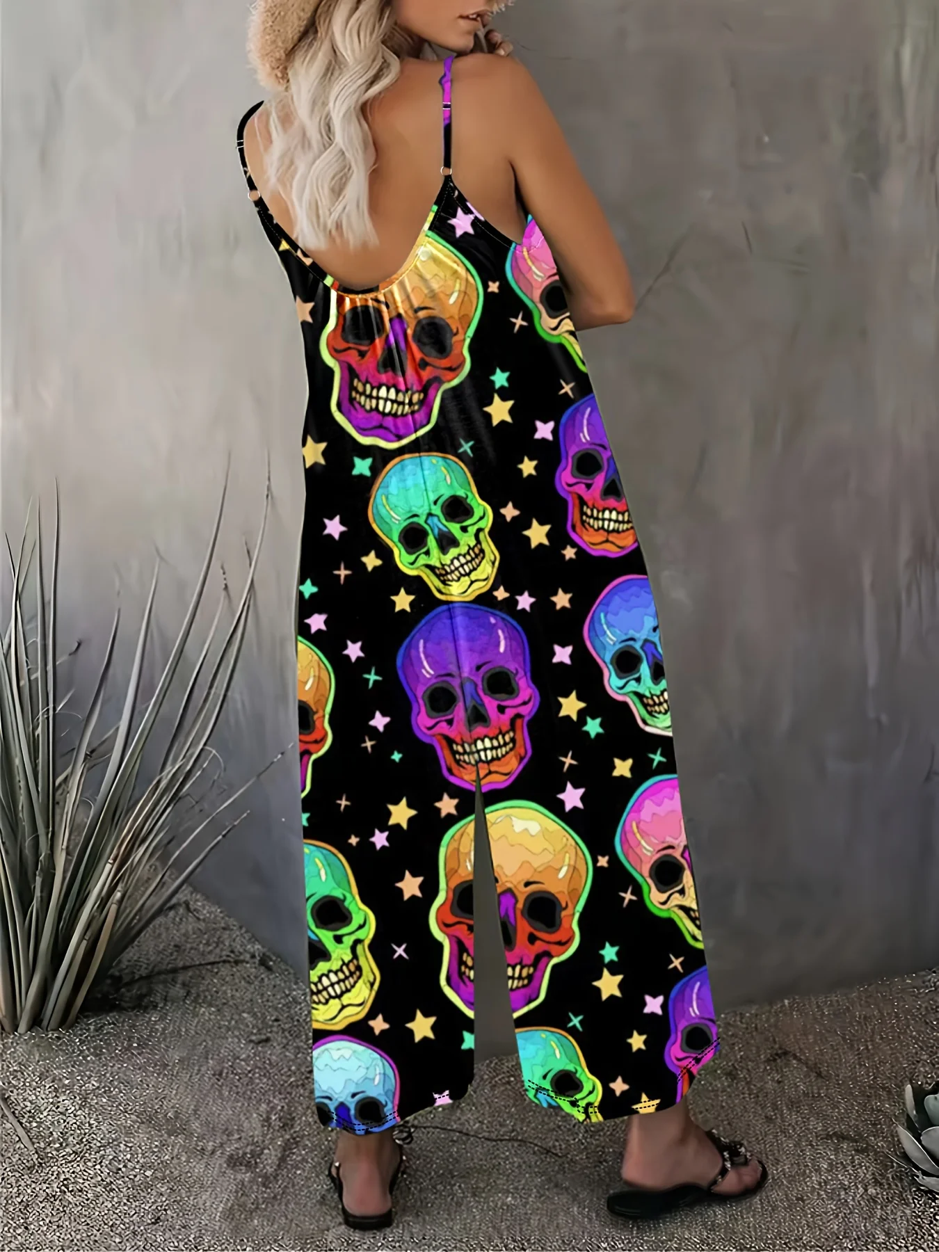 بذلة نسائية مقاس كبير كاجوال بحزام مطبوع عليه جمجمة متدرجة مناسبة للنزهات اليومية غير الرسمية