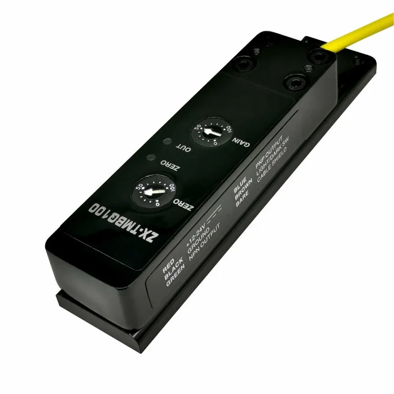 The capacitive transparent label sensor ZX-TMBQ100 detects transparent labels and can replace LRD2100