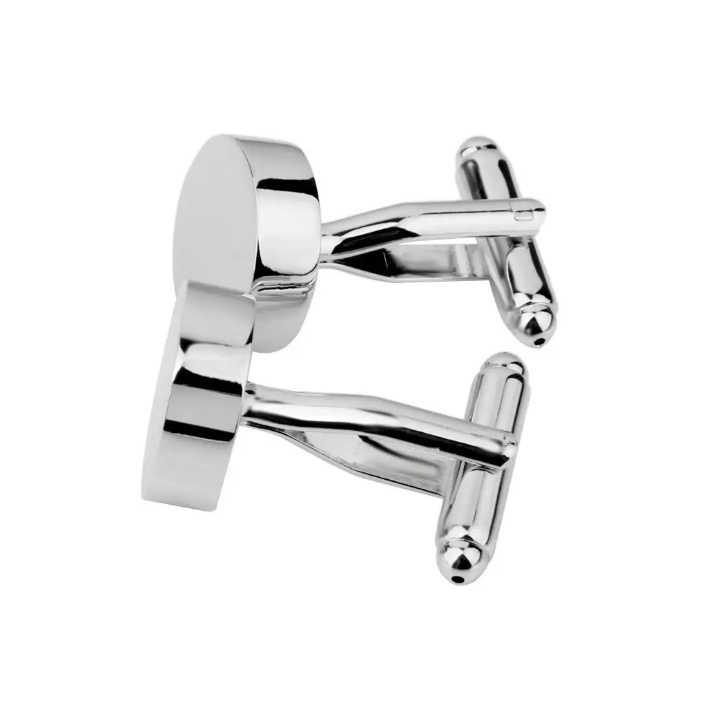 Mens Cufflinks Premium Copper Round Silver Tone Simple Modern Wedding Accessories Cuff Links for Daily and Special Occasions