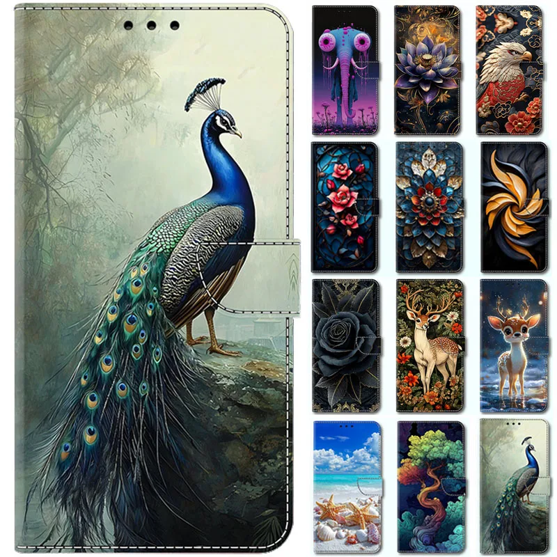 Funda de Cuero Tipo Cartera con Diseño de Estrella de Mar para Sony Xperia 1 VII, Xperia 1 VI, Xperia 5, Xperia 10 VI, Xperia V, Xperia IV, Xperia III