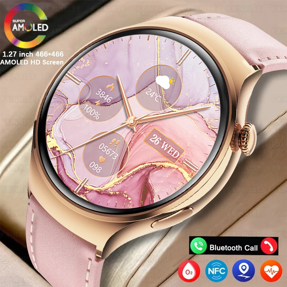 

2026 NFC Smart Watch Amoled HD GPS Track Sports Heart Rate Bluetooth Call Waterproof Ladies Women Smartwatch For Women's Gift