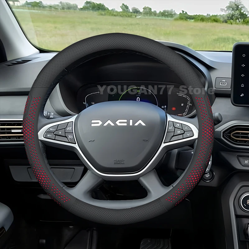 

Leather Car Steering Wheel Cover For Dacia Jogger 2021-2023 Ultra Thin Non-slip Auto Steering Wheel Dacia Jogger Accessories