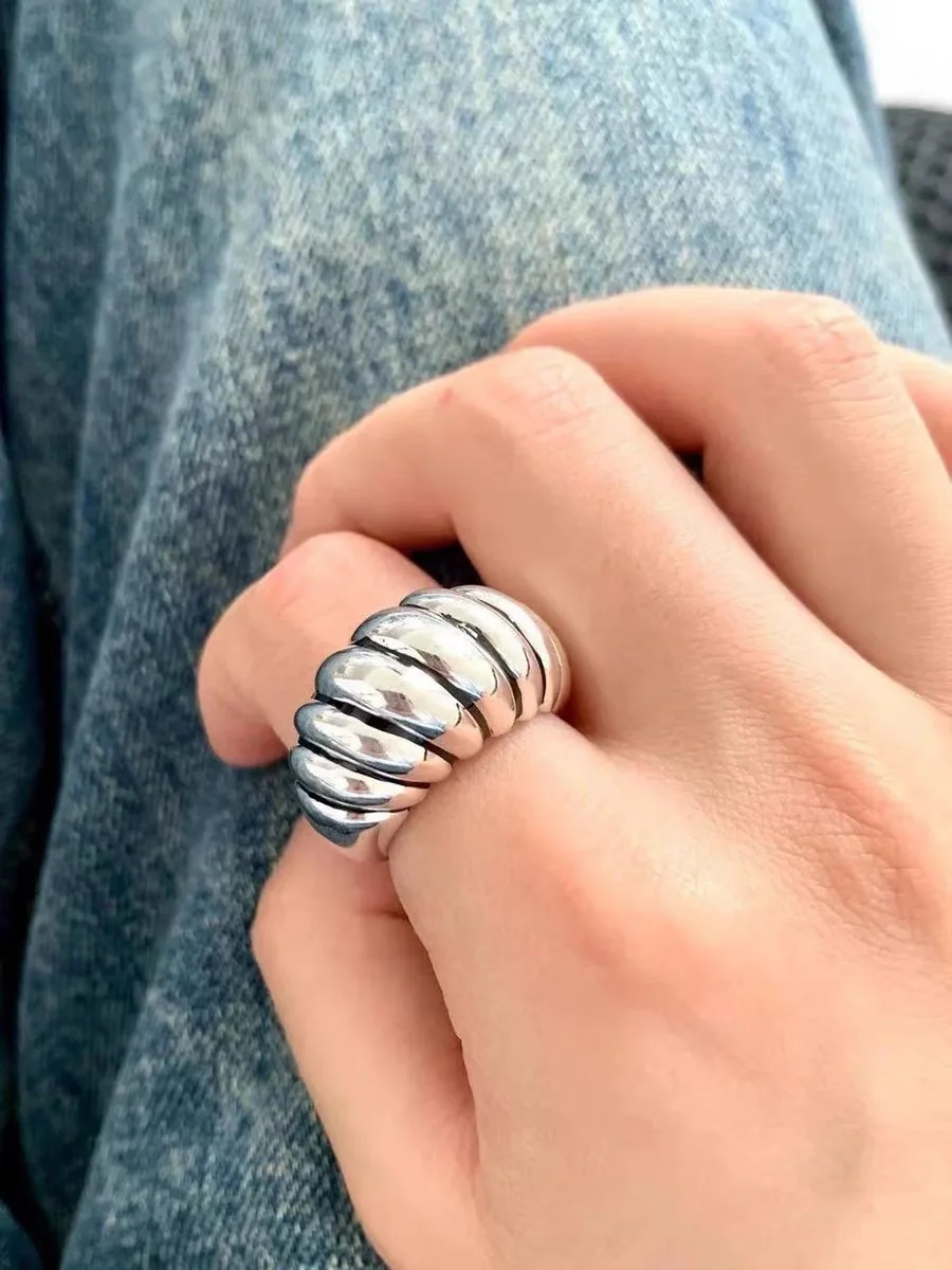 

Brass With 18K Rugged Solid Rings Women Jewelry Punk Designer Club Cocktail Party Boho Japan Korean