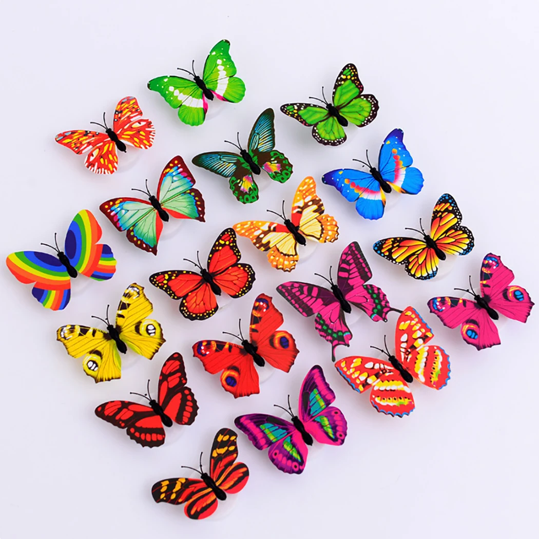 30Pcs/Set Butterfly Wall Sticker Lighted Cute Wall Decal Mural Sticker Decor LED Luminous Butterfly Light Nightlamp Bedside Lamp