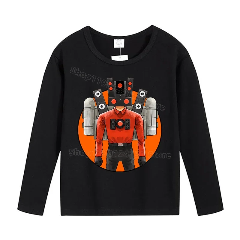 Skibidi Toilet Clothing for Boys Children Long Sleeve T-shirt Cotton Anime Clothes Tee Comfortable Tops Cartoon Base Shirt Gifts