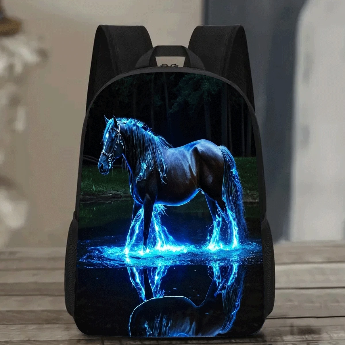 

1pc Glow-in-the-Dark Horse Backpack - 43.18cm Large Capacity, Lightweight Durable, Adjustable Shoulder Straps, Vibrant Cartoon D