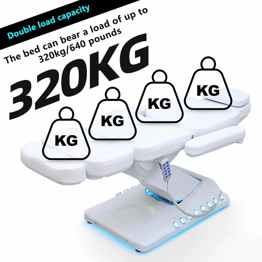 Esthetician Bed Electric Massage Table, Adjustable Facial Massage Tattoo Chair for Client, 3 Motor Customized Angle Spa Beds