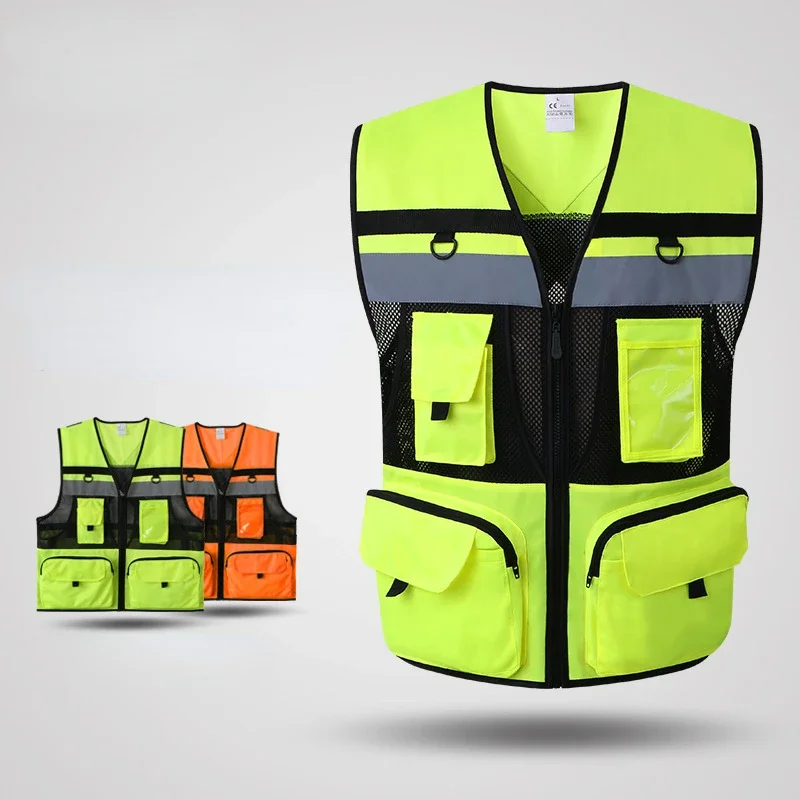 

High Visibility Safety Vest Bicycle Motorcycle Riding Safety Clothing Multi Pocket Reflective Vest Reflective Workwear