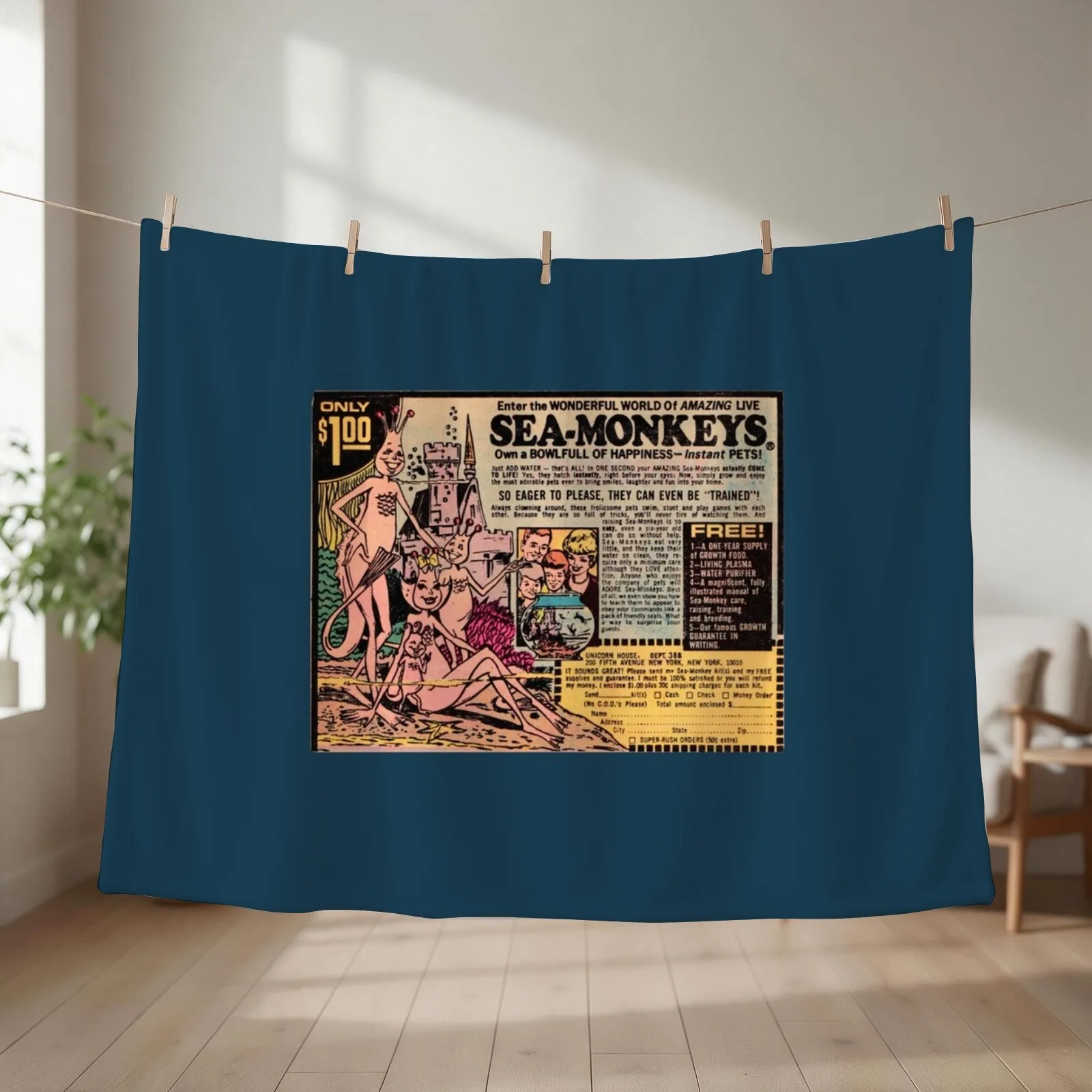 Vintage Sea Monkeys ad 1971 Throw Blanket For Decorative Sofa bed plaid Picnic Soft Big Blankets
