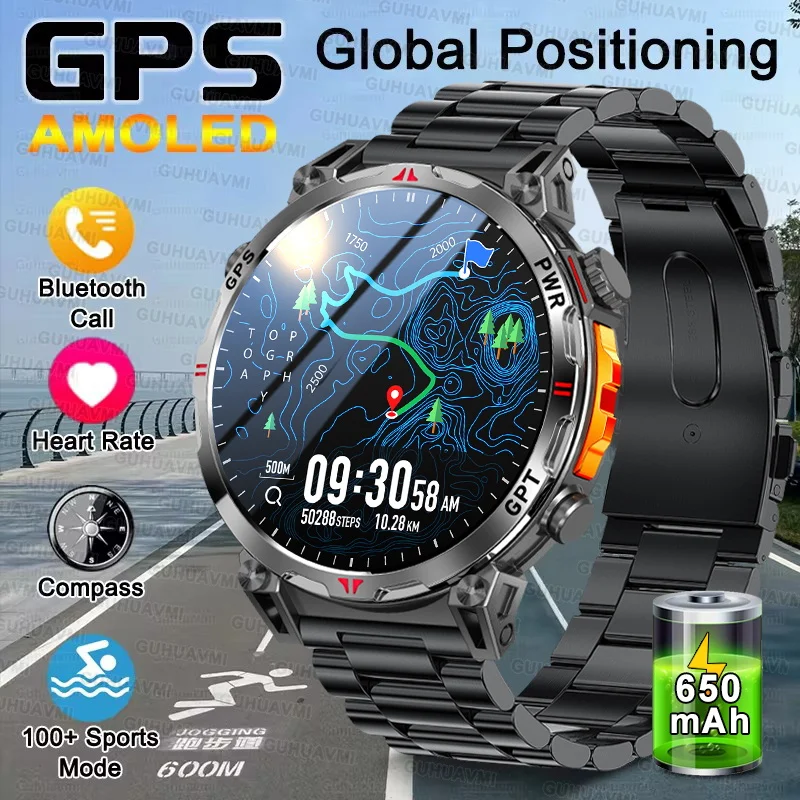 2025new esportes ao ar livre gps smartwatch ciclismo corrida nadar gps pista bússola altímetro chat gtp 5atm à prova dwaterproof água chamada smartwatch masculino