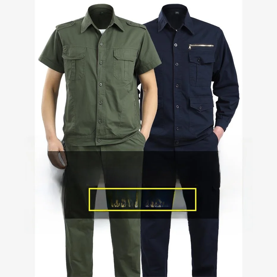 

Large Size Men's Work Uniform Set Pure Cotton Loose Thin Cotton Blend Fabric Workers' Wear Resistant Summer Workwear