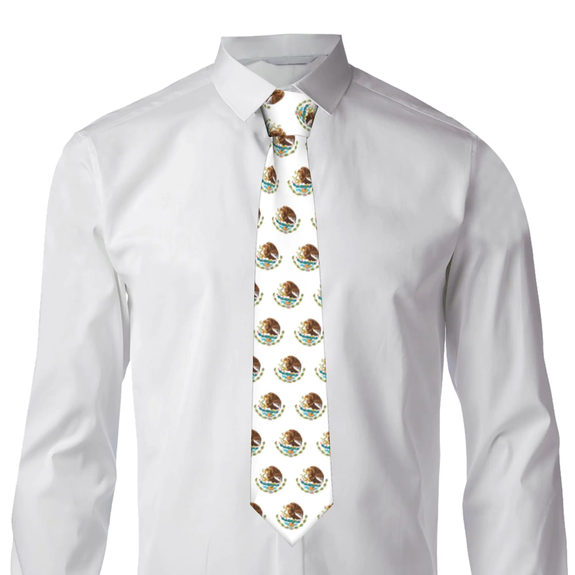 Coat Of Arms Of Mexico Neck Tie Men Formal Mexican Flag Seal Silk Business Necktie