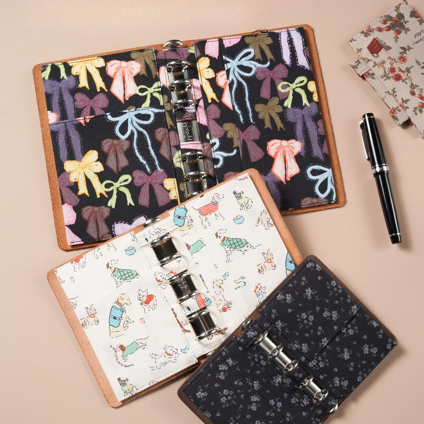 Print Cotton cloth Removable Ring Protectors For Loose leaf Binders Planner Agenda Organizer Diary Portable Notebook