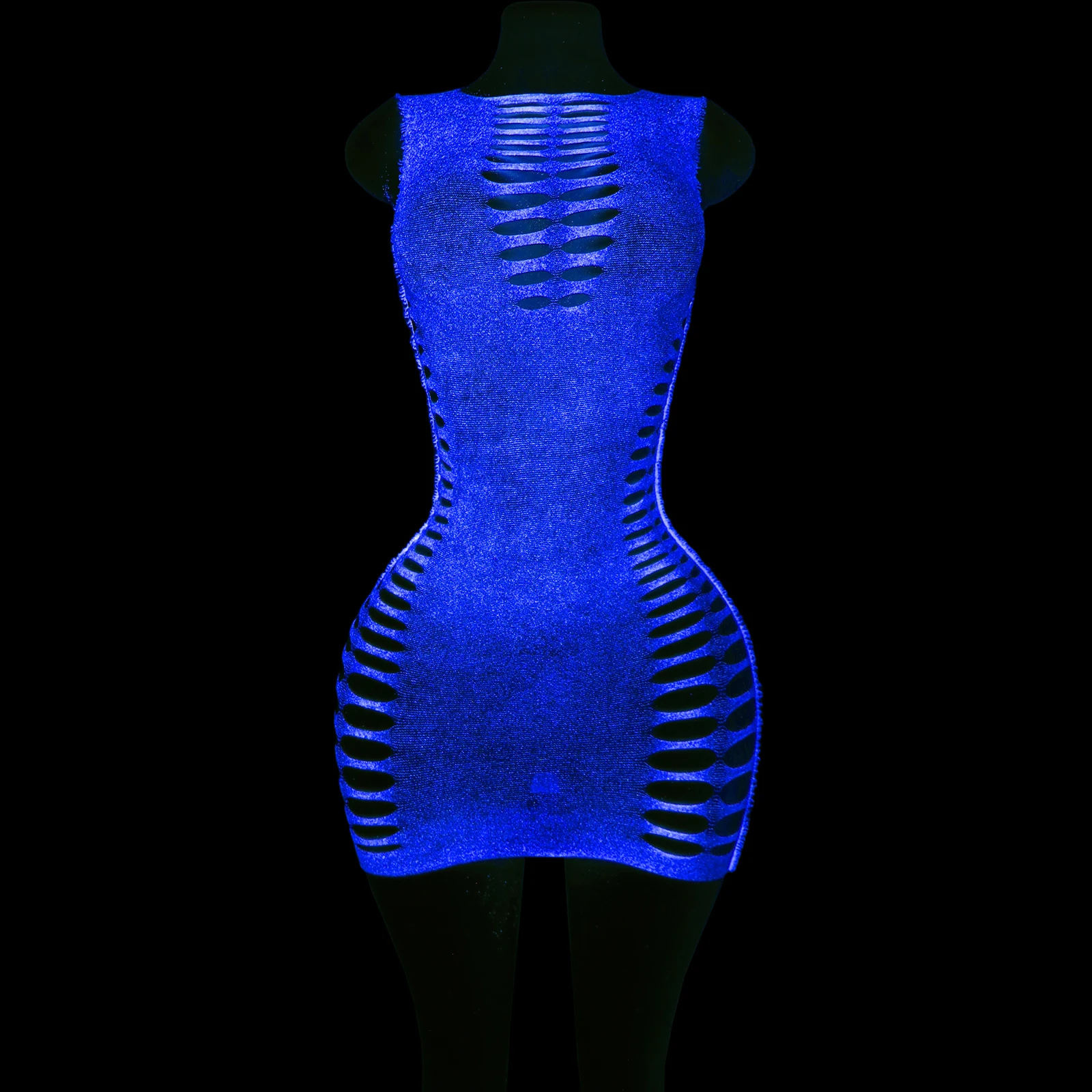 

Fluorescent Fishnet Dress for Women Sexy Exotic Dancewear Bottle Girl Outfit for Nightclub Performances And Stage Shows