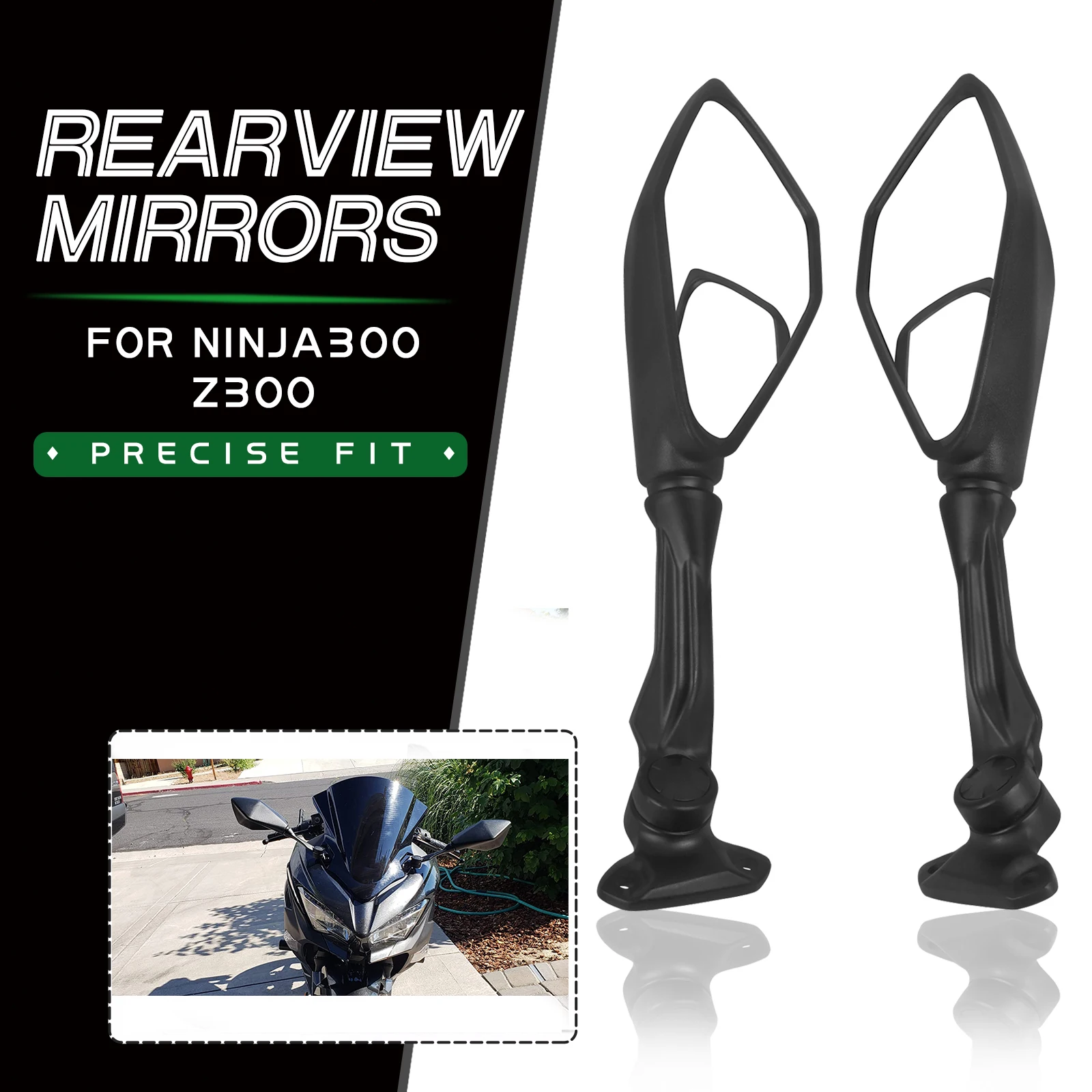 

For Kawasaki Ninja 250 ZX 6R 636 300R EX300 ABS 11-18 Ninja 400 2018-2022 Ninja 300 Mirrors Motorcycle Rearview Mirror Rear View