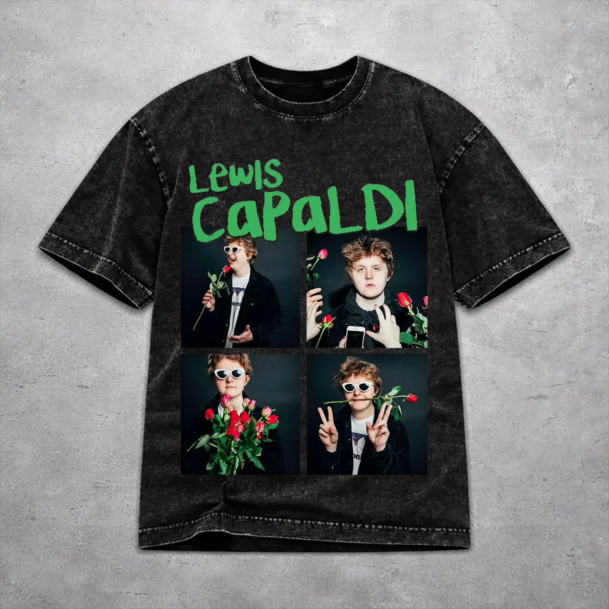 Men Women Vintage Washed T-shirts Lewis Capaldi Tour 2026 Printed T Shirt Apparel Street  Tees