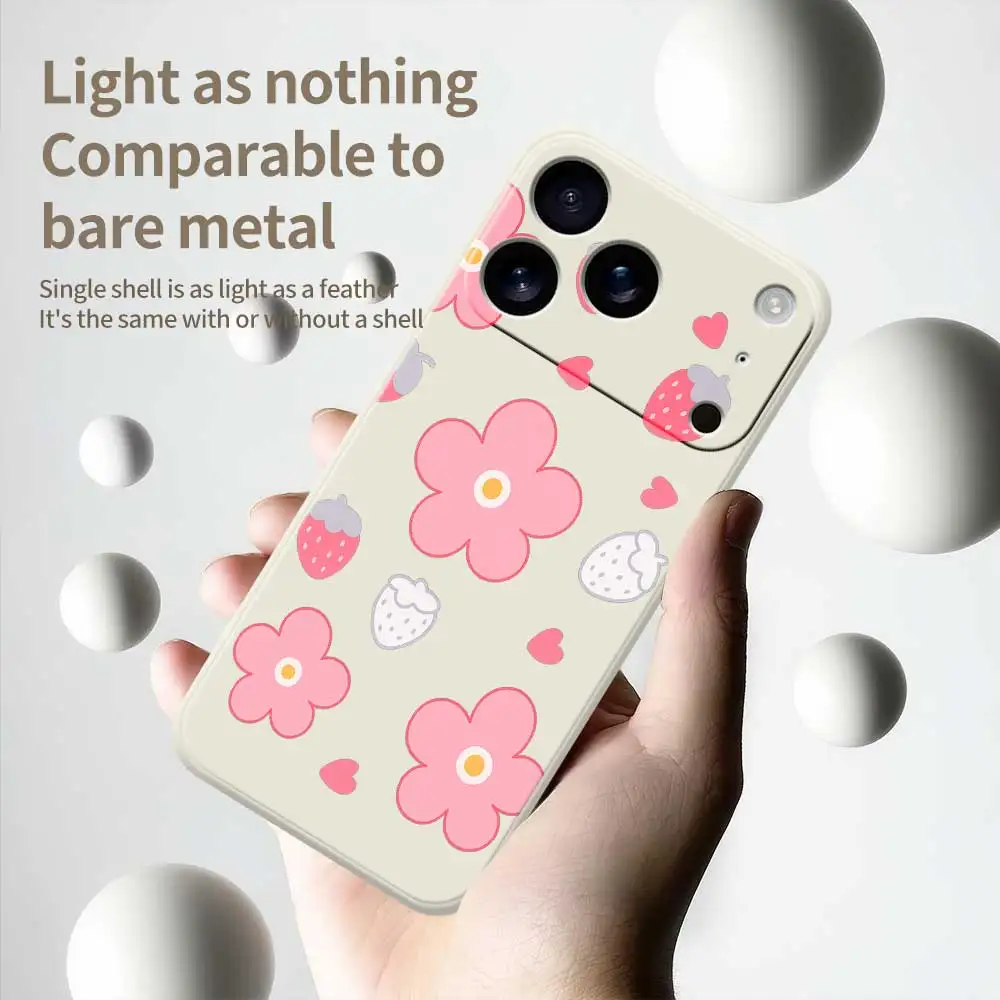꽃과 딸기 스타일 아이폰 17 프로 맥스 17 에어 16 15 14플러스 13 12 11 프로 맥스 XS 맥스 16E 실리콘 소프트 커버