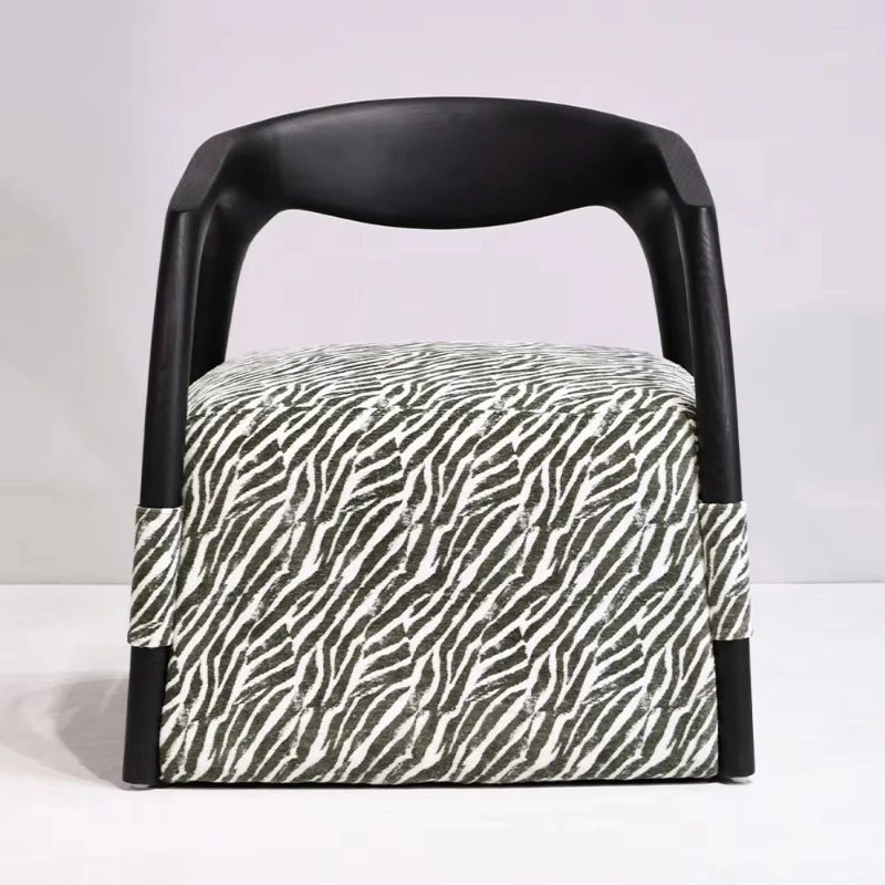 Fabric casual armchair solid wood frame living room reading chair