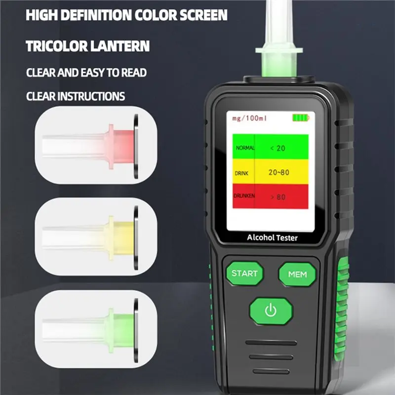 T23C Blow Type Alcohol Tester Check The Alcohol Driving Detector Traffic Alcohol Detector Intelligent Voice Broadcasting