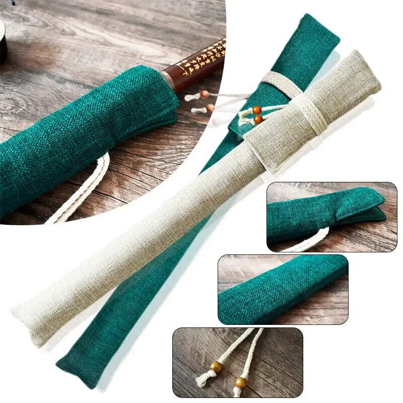 Bamboo Flute Protective Cover Shakuhachi Double Layer Portable Storage Bag Pouch Case Green Beige