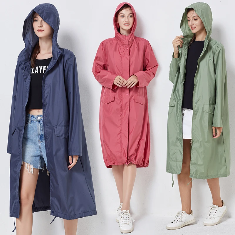 Women Men Raincoat Jacket Windbreaker Lightweight Breathable Zipper Rain Coat Poncho Windproof Hooded Rainwear Outwear