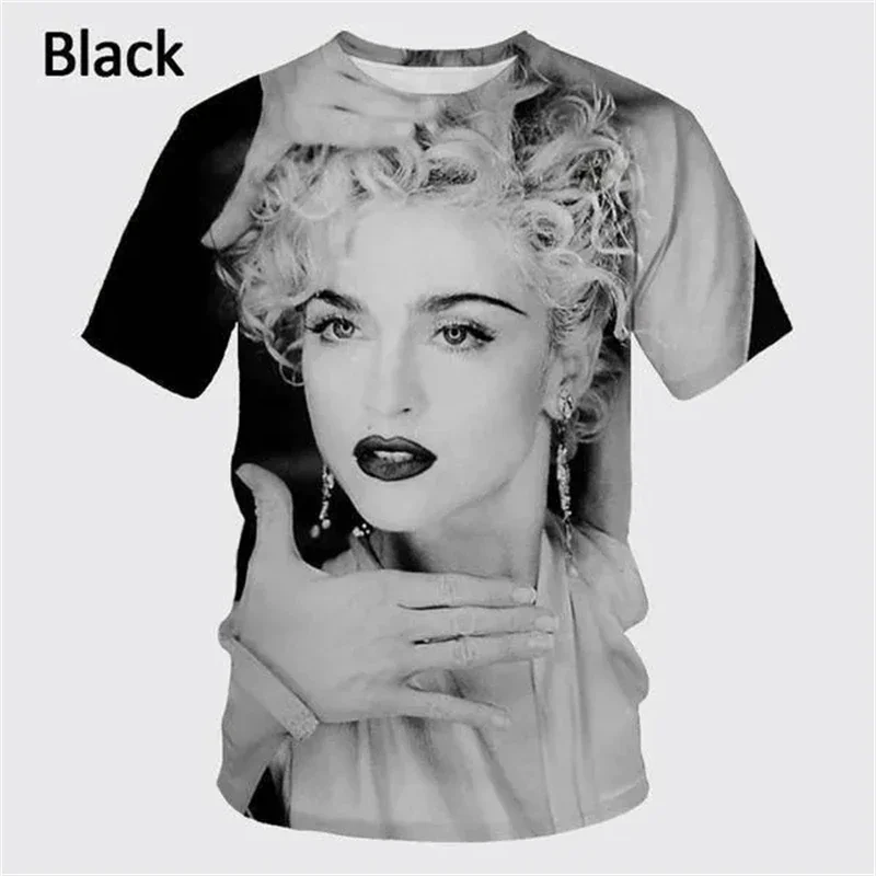 2024 Youth Elegant Madonna Pattern Printed T-shirt 3D Neutral Round Neck Sexy Girl Top Men's Streetwear Short Sleeve Tees