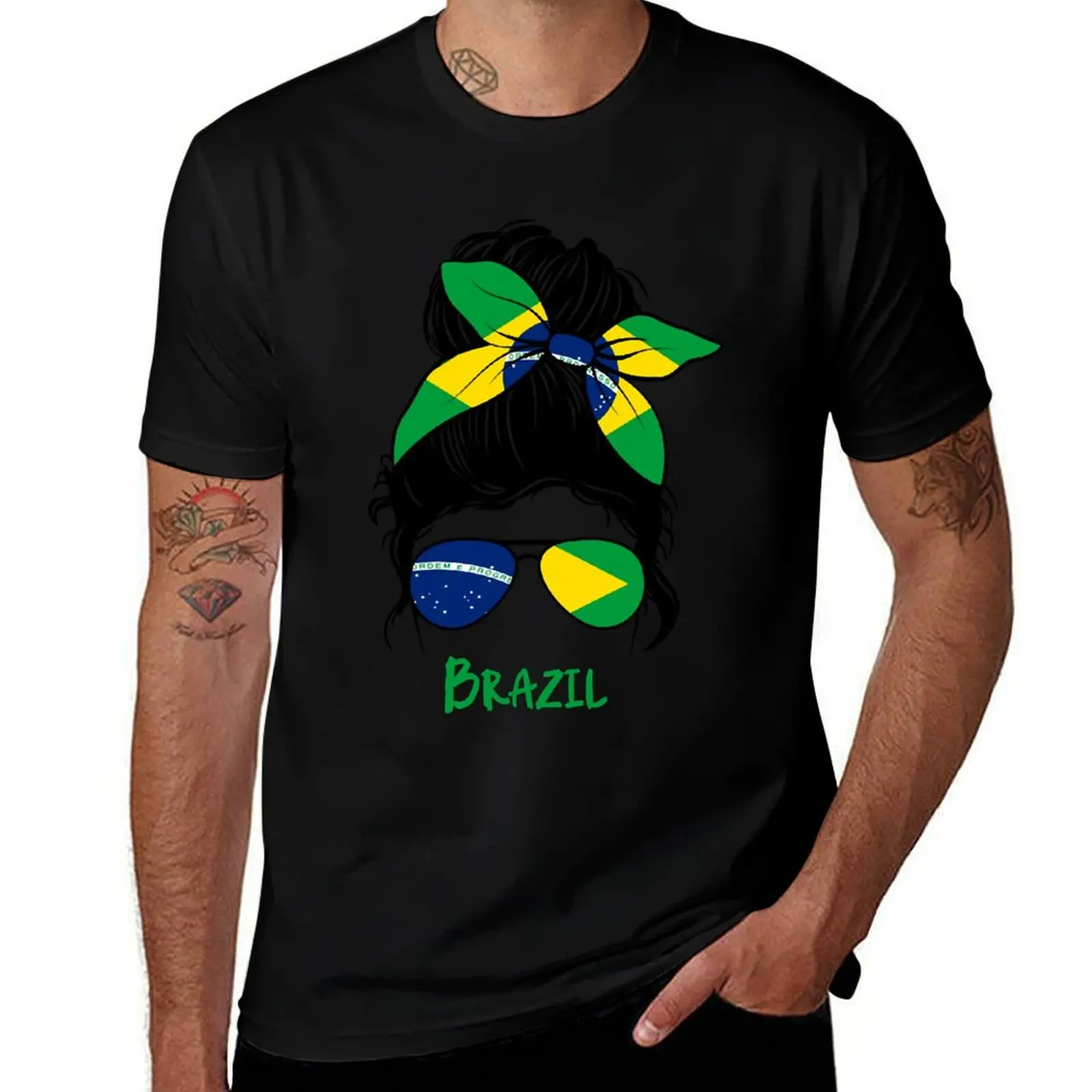 Brazilian Girl Brasileira Messy Bun T-Shirt Basic Lightweight Short Sleeve Tee T-Shirt