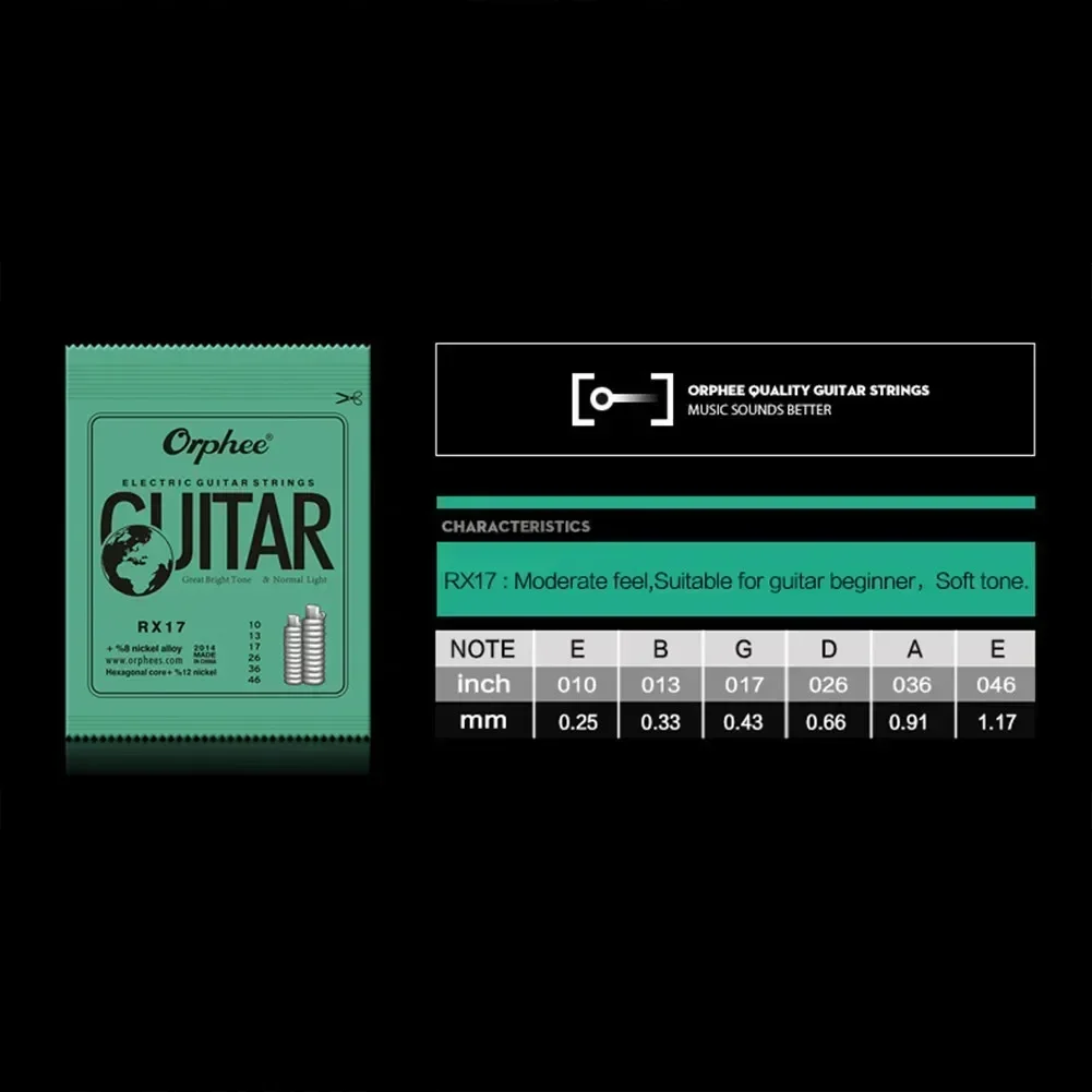 Full-Size Light Medium 9-42/10-46/11-50 Gauges Orphee Electric Guitar Strings Set Clear Sound 9 42 10 46 11 50 Gauges