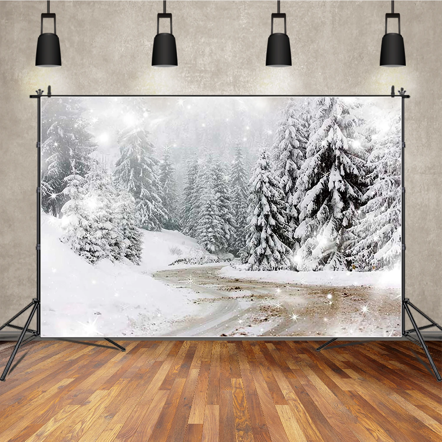 MOON.QG Hutan Salju Pinus Foto Latar Belakang Fotografi Latar Belakang Baby Shower Foto Wallpaper Photobooth Alat Peraga Pemotretan Dinding Rumah