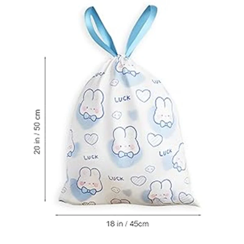 Trash Bags Drawstring Pack Of 100 Small Garbage Bags Cartoon Rabbit Pattern Thickened Drawstring Bags Bathroom Trash Bags