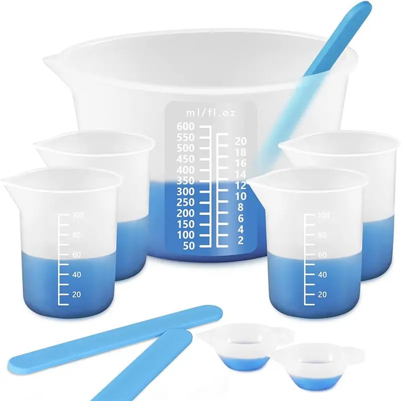 

AA94-Silicone Cups Resin Supplies With 600&100Ml Silicone Cups, Silicone Stir Sticks, Mixing Tool