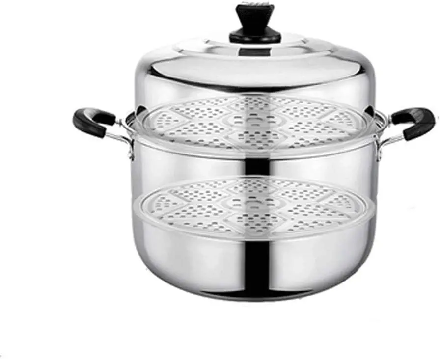 Thick Stainless Steel Steamer Extra Large Household Steamer Double 2 Layer 3 Three Layer Cooking Steamed Cooker Gas Stove (Size