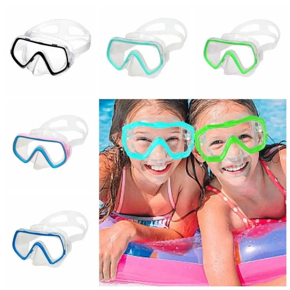 PC Glass Kids Swim Goggles with Nose Cover PVC Strap Child Diving Mask Anti-Leak Vibrant Colors Snorkel Swimming Goggles Boys