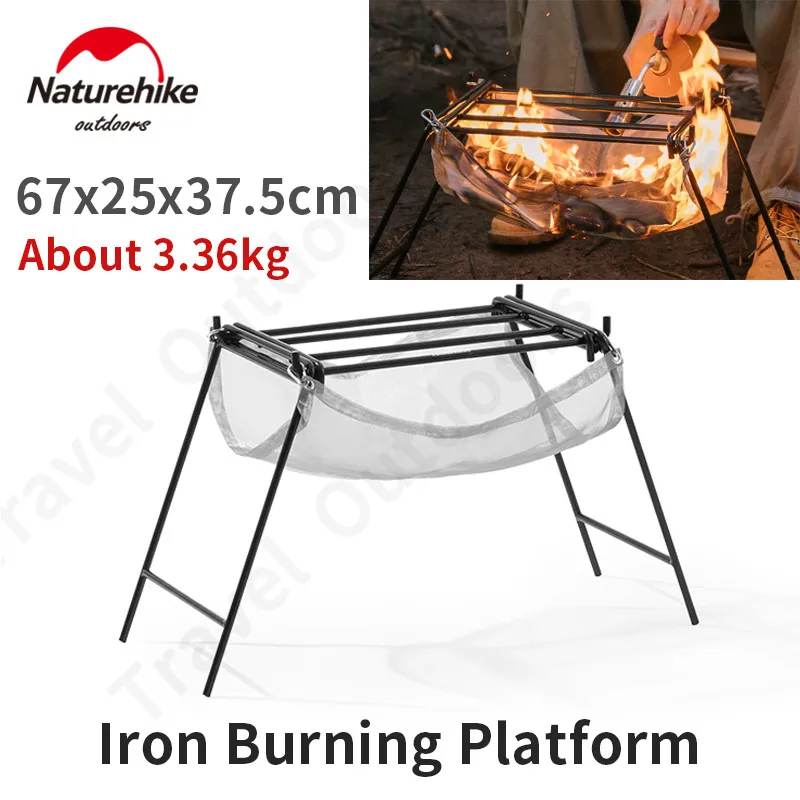 

Naturehike Outdoor Portable Barbecue Rack Removable Folding Camping Hiking Firewood Stove Cooking BBQ Picnic Iron Frame Grill