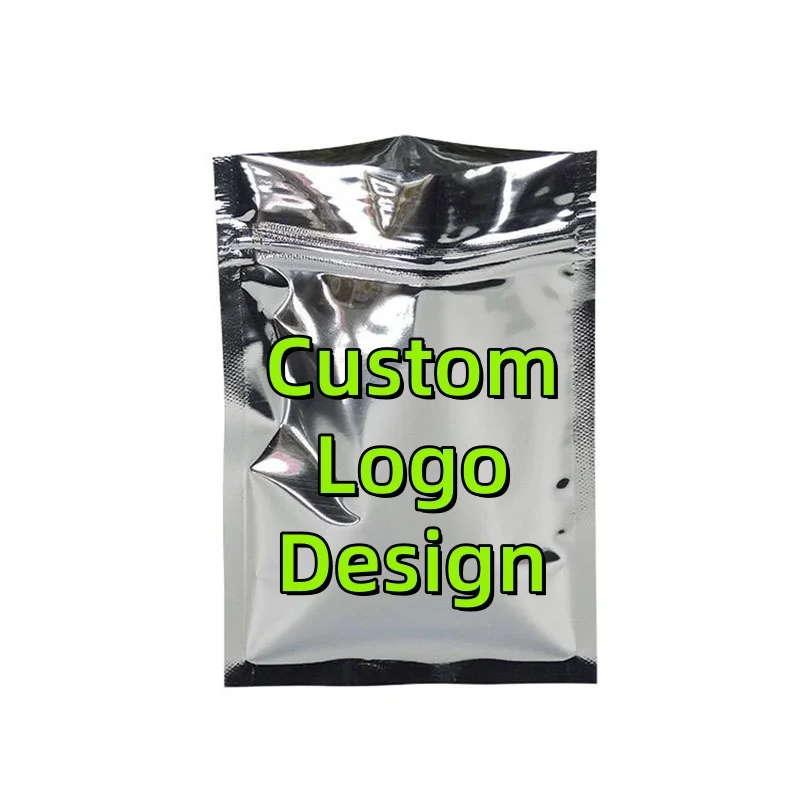 

100PCS Flat Glossy Silver Aluminum Foil Ziplock Packaging Bag, Resealable for Coffee, Tea, Snacks & Spices Storage Pouches
