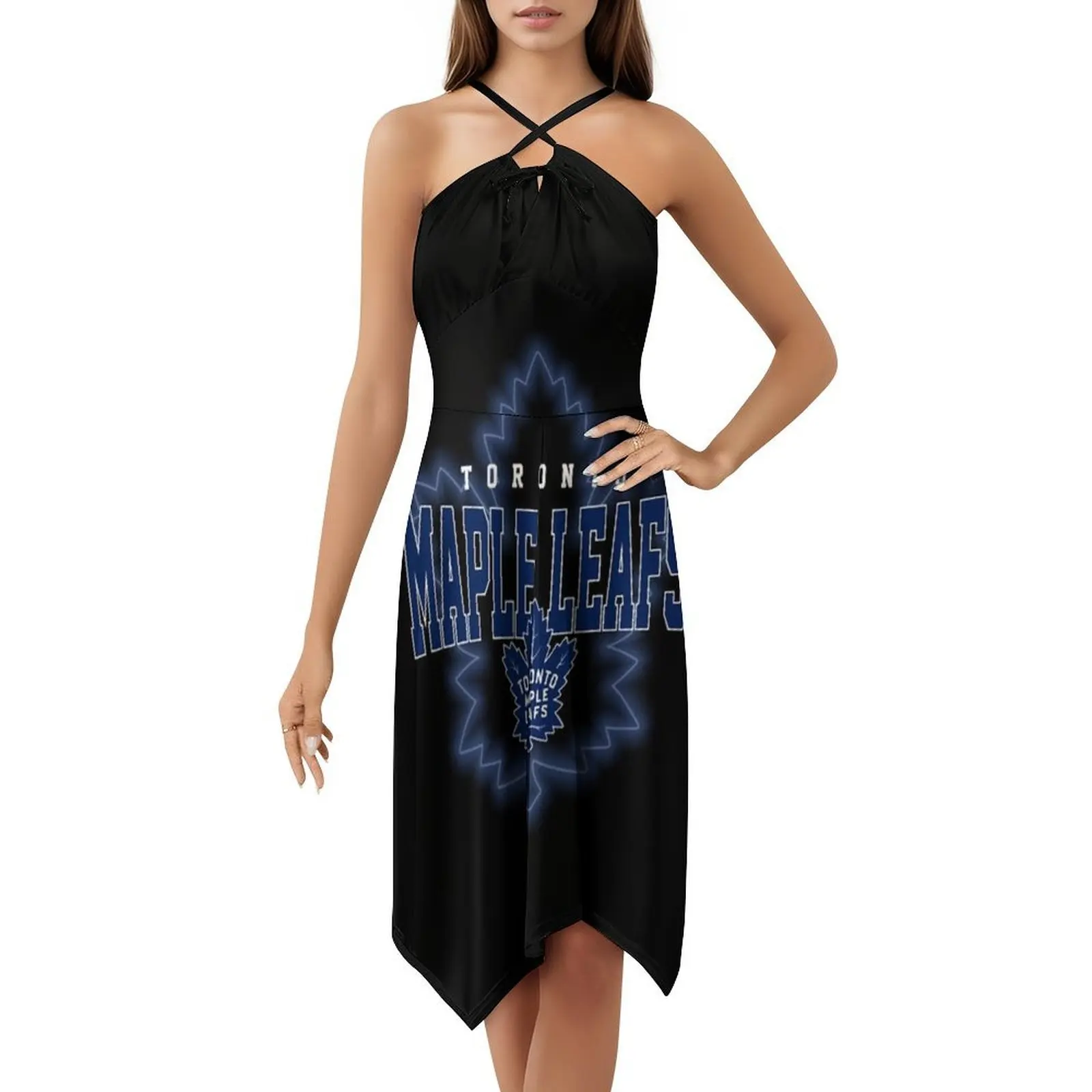 الهوكي - فستان بوهيمي بدون أكمام متعدد المطبوعات لحفلات العطلات على الشاطئ، فستان هوكي ليفز أوستون ماثيوز كندا للحفلات #5