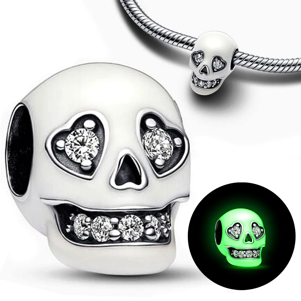 Halloween New in Silver Colour trick or treat skull Beads Charms Fit Pandora Bracelet DIY Bead Women Jewelry Gift Original