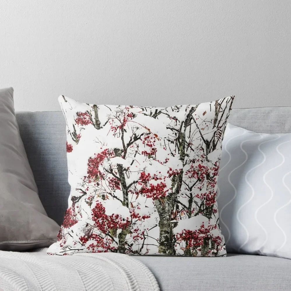 

Snow laden Berries Throw Pillow Couch Cushions home decor items Christmas Pillow Covers Cushion Cover Luxury pillow