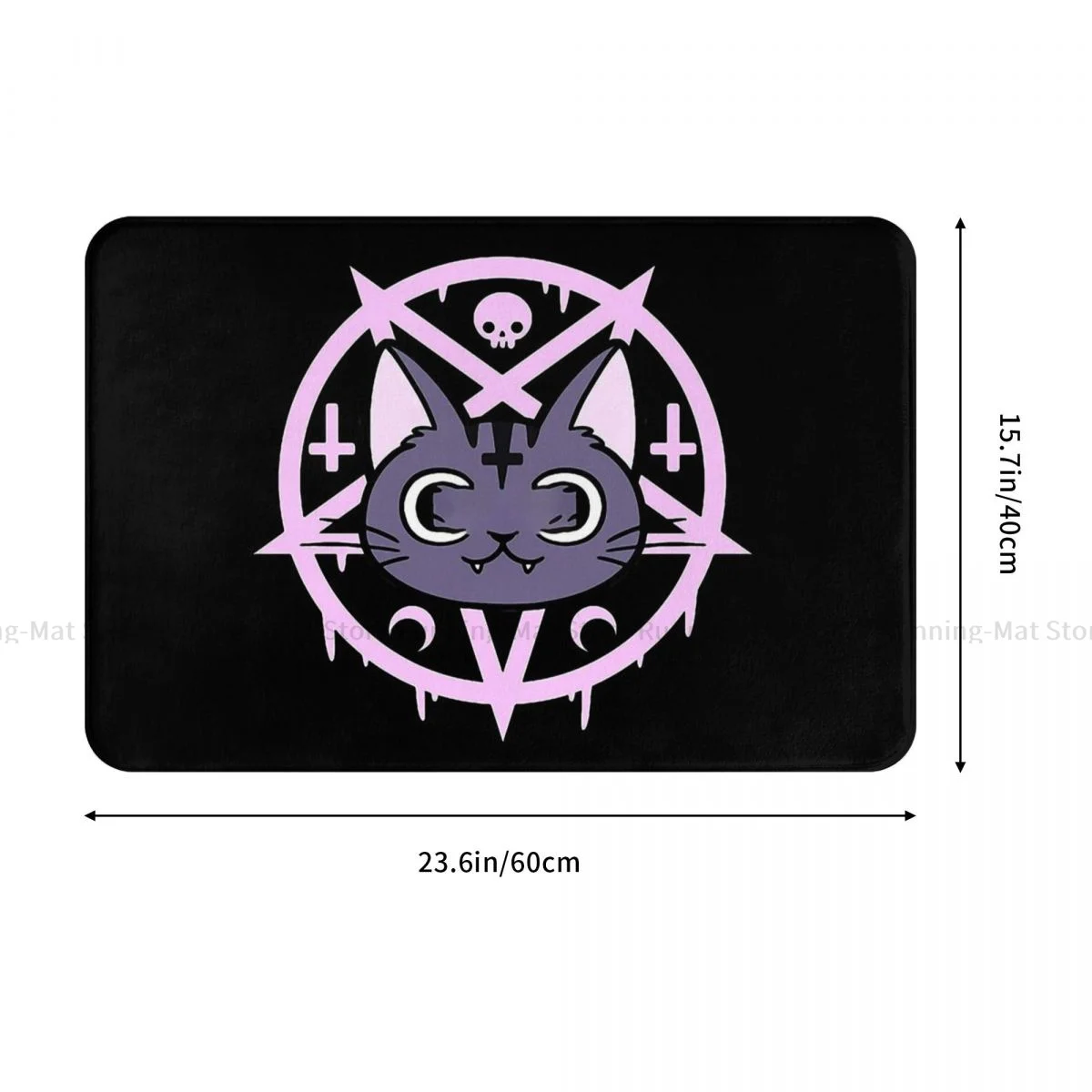 Goth 1980s Subculture Rock Romance Bathroom Mat Black Meowgic Doormat Living Room Carpet Outdoor Rug Home Decoration